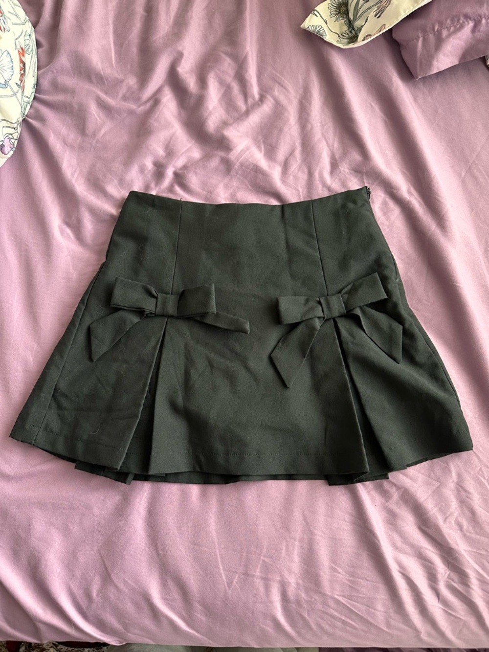 Altar'd State Black Mini Skirt with Front Bow Accent